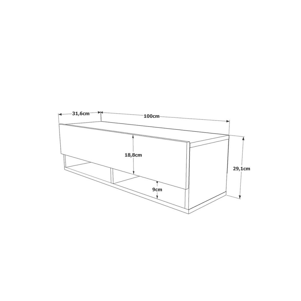 Mueble TV Moderno con 1 Puerta y Estantes en Melamina Color Madera - 100x31.5x29.6cm
