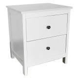 Mesitas - Mesillas de Noche dormitorio de 2 Cajones Color Blanco, pack 2 unidades (SALDO)