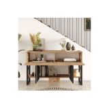 Buffet Diseño Moderno Natural-Negro con 4 Puertas - 139x43x83.5cm - Elegante Almacenamiento para Comedor