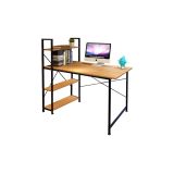 Escritorio  con Estantes - Melamina Avena Oscuro y Negro - 120x64x120 cm - Mesa de Trabajo Multifuncional para Oficina y Hogar