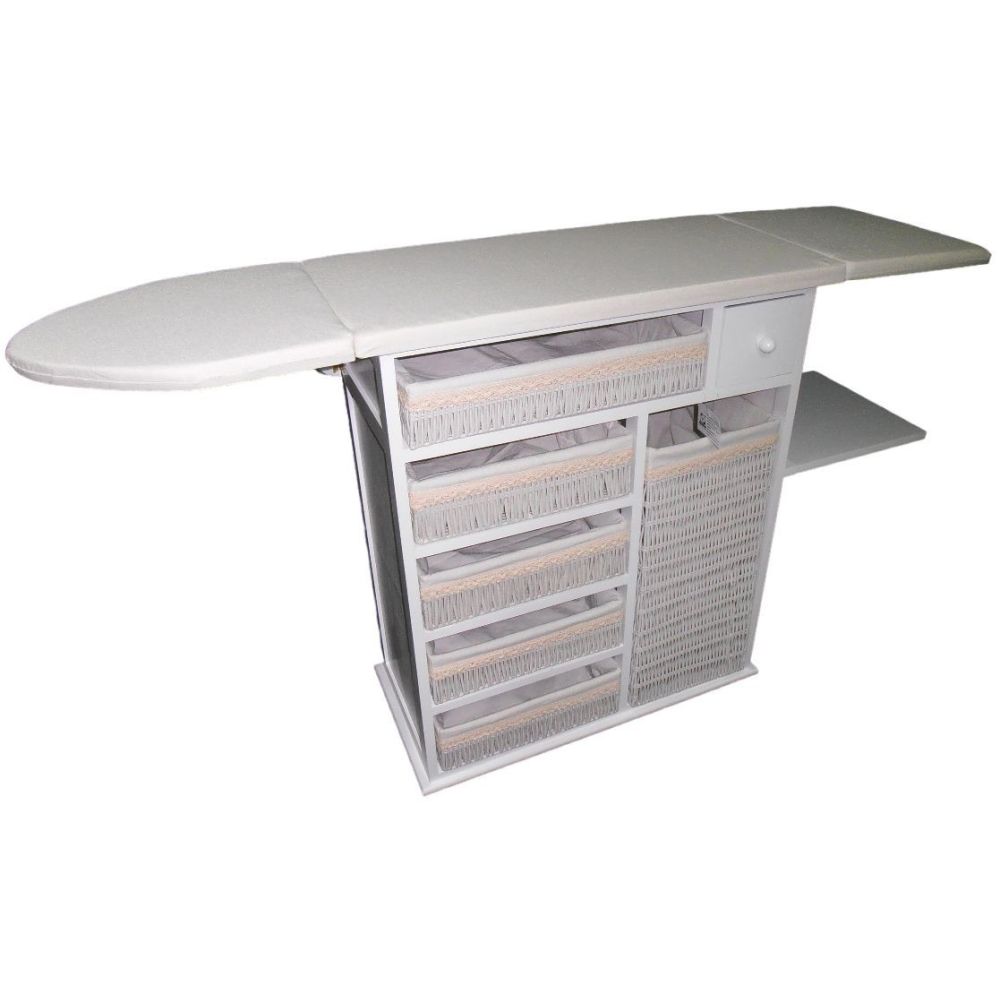 Mueble de Plancha Estoril Blanco Vintage + (Funda Elastica XXL Premiun Rayen + Tensores)