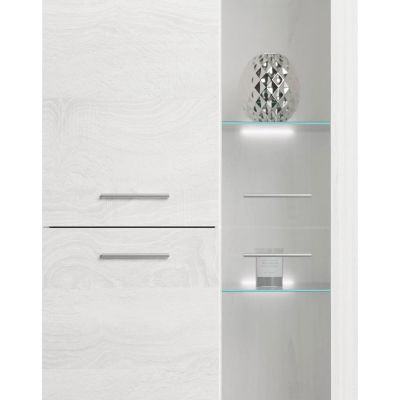 Mueble de Salón Moderno con Leds,Acabado en Andersen Pino, Medidas: 260 cm (An) x 191 cm (Al) 47,5 cm (Fon) Meyvaser