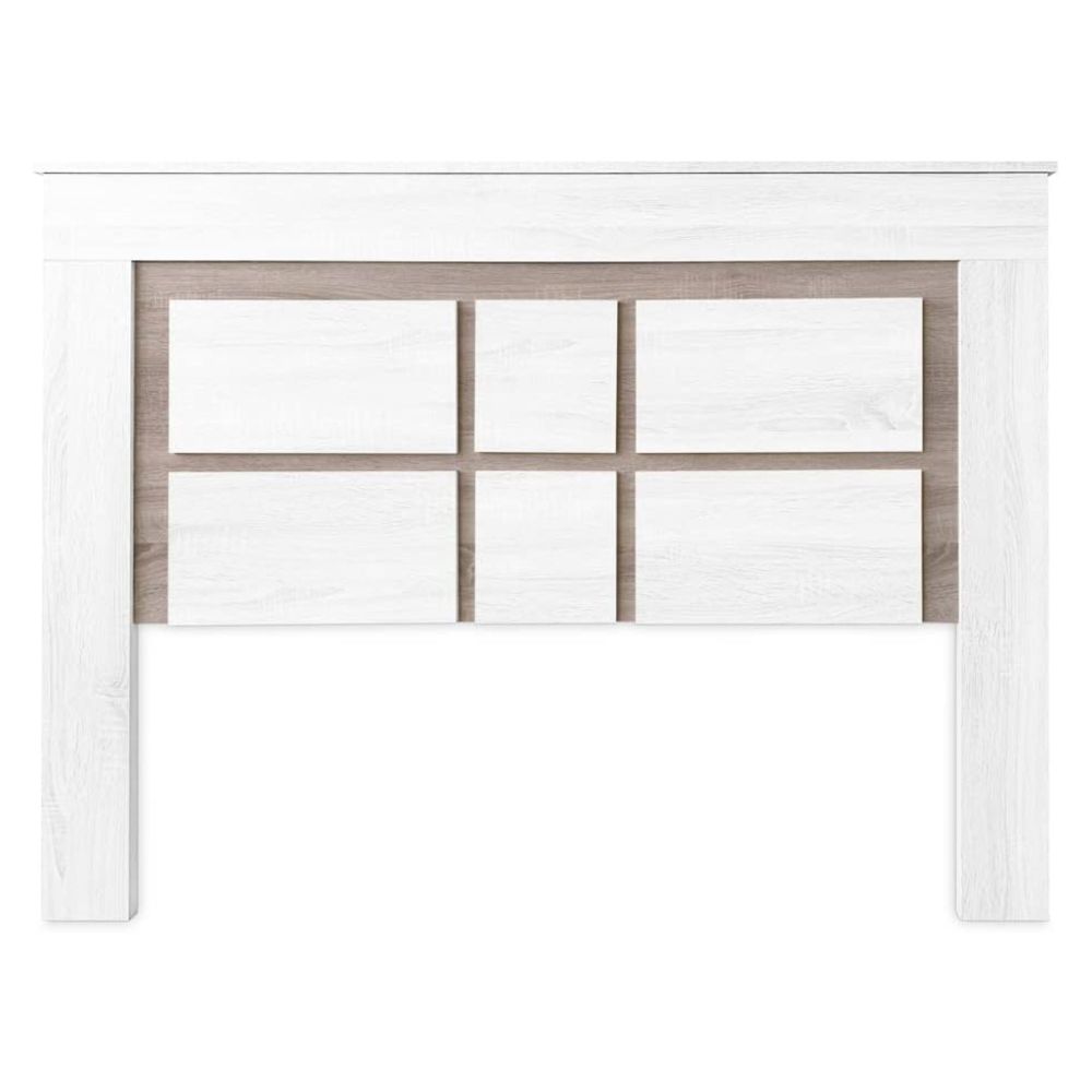 Cabezal para Cama de Matrimonio con patas, Color Pino y Gris, Medidas: 160 cm (Ancho) x 119,3 cm (Alto) x 3,8 cm (Fondo)