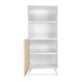 Mueble Bar para Salón o Comedor, Aparador de Cocina, Color Blanco-Roble, Medidas: 60 cm (An) x 135 cm (Al) x 40 cm (Fon)