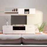 Meyvaser Mueble de salón y TV Composición para salón 200 Cm Color Blanco Gran Espacio Almacenamiento