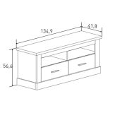 Mueble de Comedor, Mueble Salón, Acabado en Blanco y Cambria, Medidas: 326 cm (Ancho) x 174,7 cm (Alto) x 41,8 cm (Fondo)