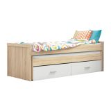 Cama Nido Juvenil con Dos Camas y Dos Cajones - Dormitorio en Cambria y Blanco - 200,5 x 98 x 72 cm