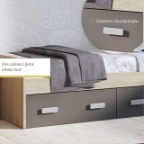 Cama Nido con 2 Cajones de Almacenaje – Puccini Grafito, 194,4 cm Largo x 98 cm Ancho x 58 cm Alto