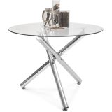 Mesa de Comedor Redonda | Tapa de Cristal y Pata Cromada | Diámetro 110 cm.