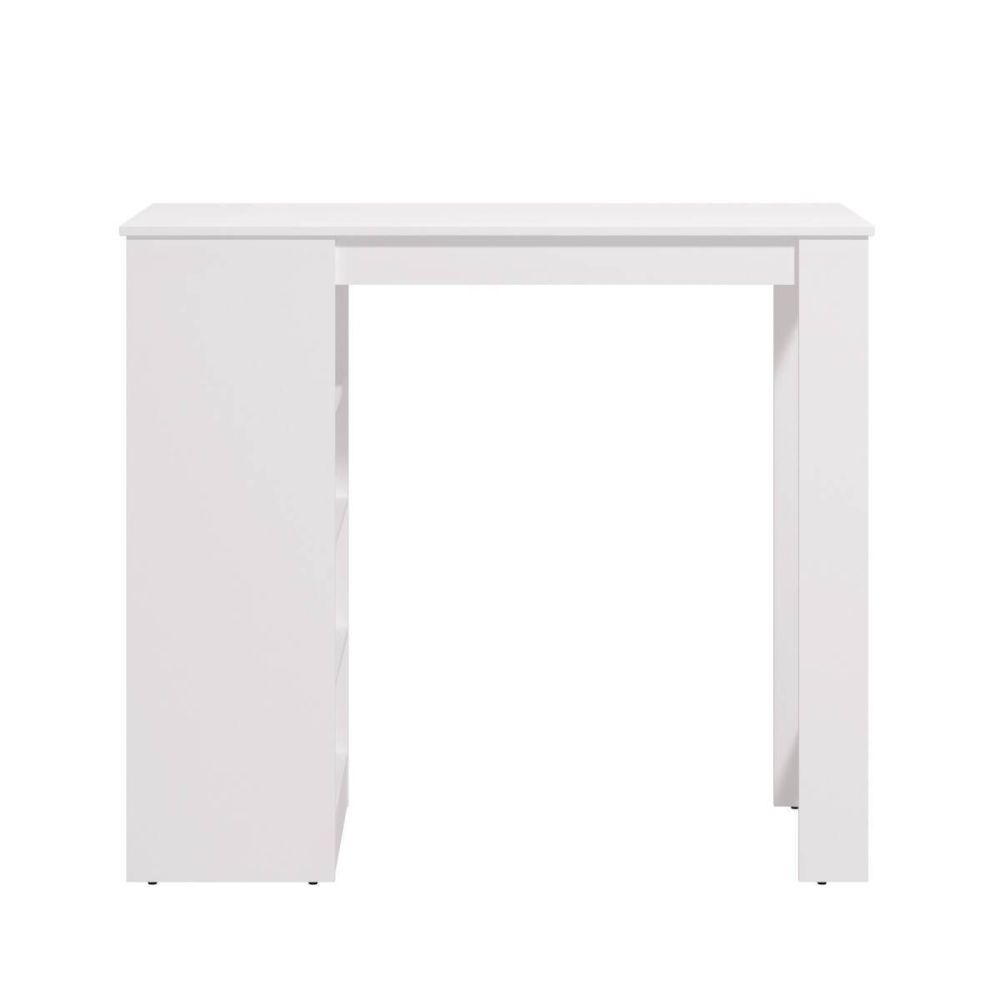 Mesa de Cocina Alta | Acabado en Melamina Blanco | Medidas: 120 cm Ancho x 50 cm Fondo x 105 cm Alto