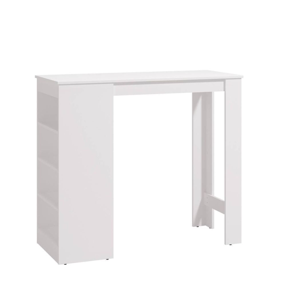 Mesa de Cocina Alta | Acabado en Melamina Blanco | Medidas: 120 cm Ancho x 50 cm Fondo x 105 cm Alto