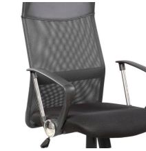 Silla de Oficina Ergonómica con Respaldo Alto en Símil Piel Negra, Regulable en Altura - Medidas 59x60x110-120 cm