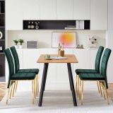 Mesa de Comedor Fija con Tapa de Melamina Color Roble y Estructura Metálica Negra Mate - Medidas 120x80x75 cm