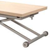 Mesa de Centro Elevable y Tapa Extensible -Color Roble Sonoma -Cerrada 100x57 cm, Abierta 100x114 cm, Altura de 39 a 77 cm