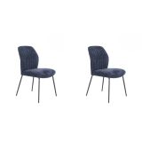 Pack de 2 Sillas Tapizadas en Tela Azul con Patas en Acabado Negro, Asiento y Respaldo Ergonómicos, Medidas 61x47x89 cm
