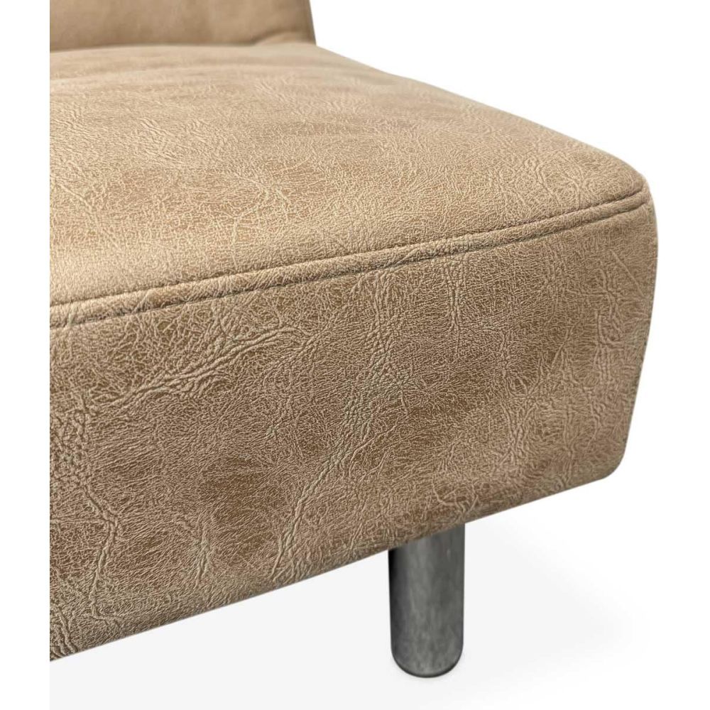 Sofá Cama 3 Plazas de Diseño Moderno, Estructura de Madera, Tapizado Color Piedra, 188x88x88 cm