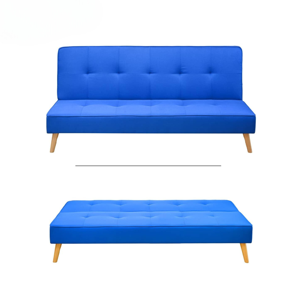 Sofá Cama Clic Clac 3 Plazas Tipo Libro, Color Azul oscuro, Diseño Moderno, 188x88x88 cm